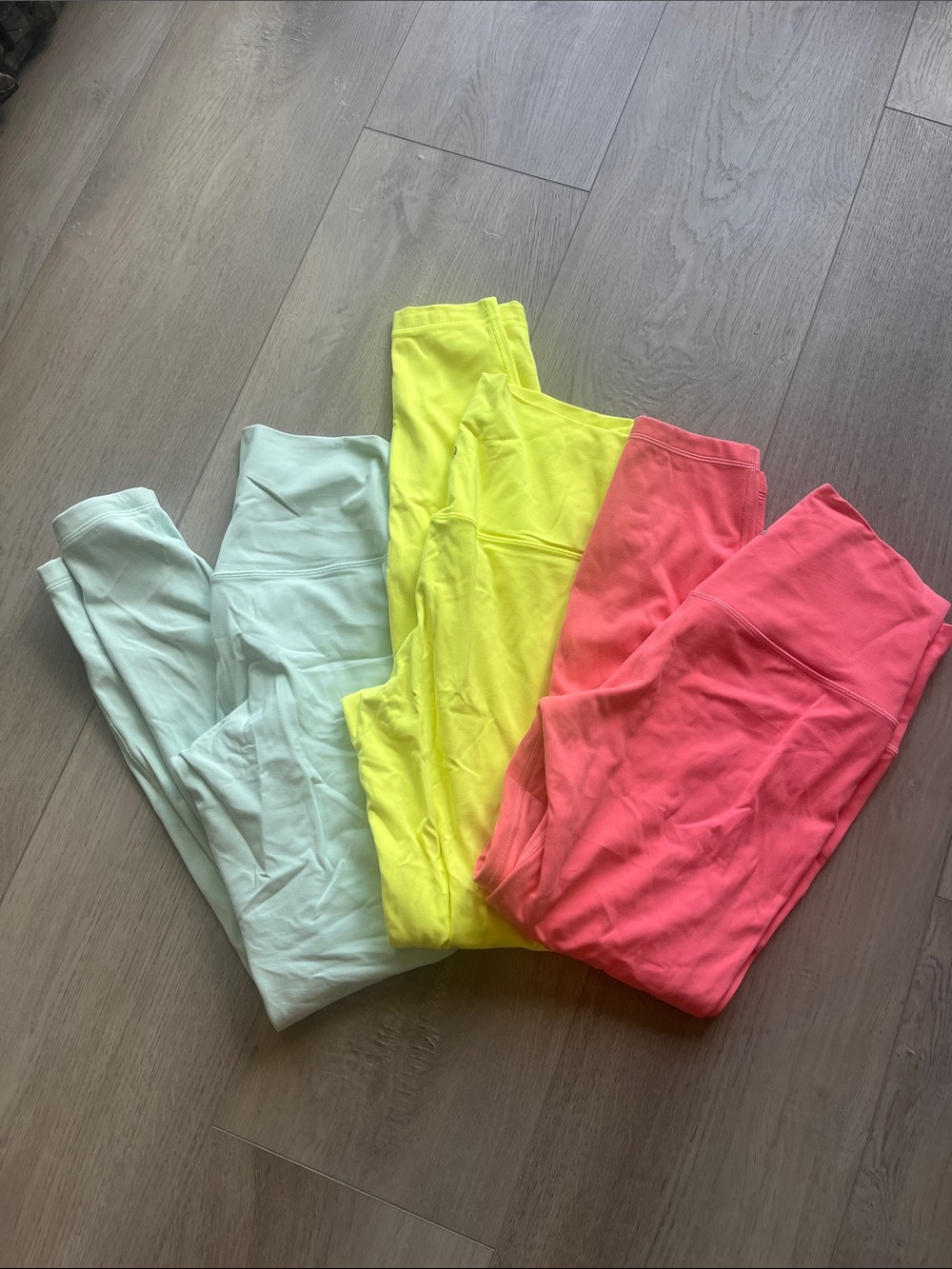 3 lululemon athletica Mint, Neon Yellow & Coral Leggings